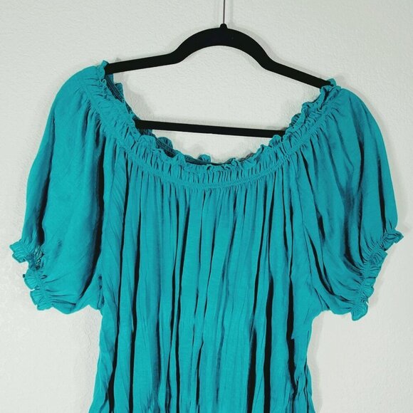 Street W Womens Peasant Tunic Top 2X  Smocked Hem & Sleeves Lightweight Fabric - Picture 6 of 6